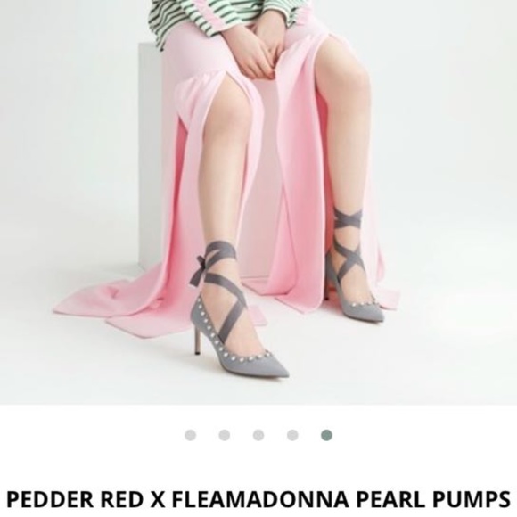 New Pedder Red x Fleamadonna Limited Edition Pearl Ribbon Tie Grosgrain Pumps - Picture 5 of 6